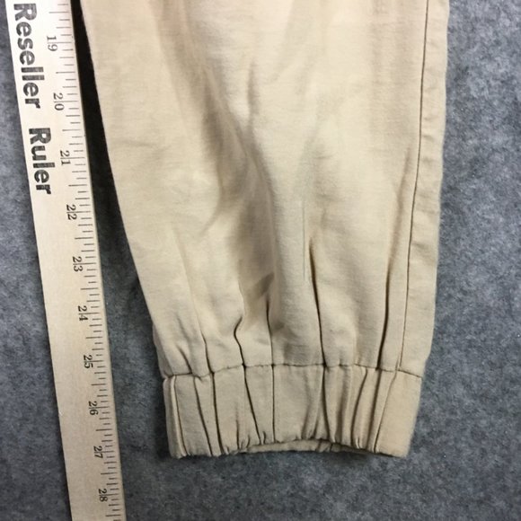 Zara Jogger Pants S Khaki Cargo Drawstring Tapered High Rise Casual Relaxed Tan - Picture 8 of 16